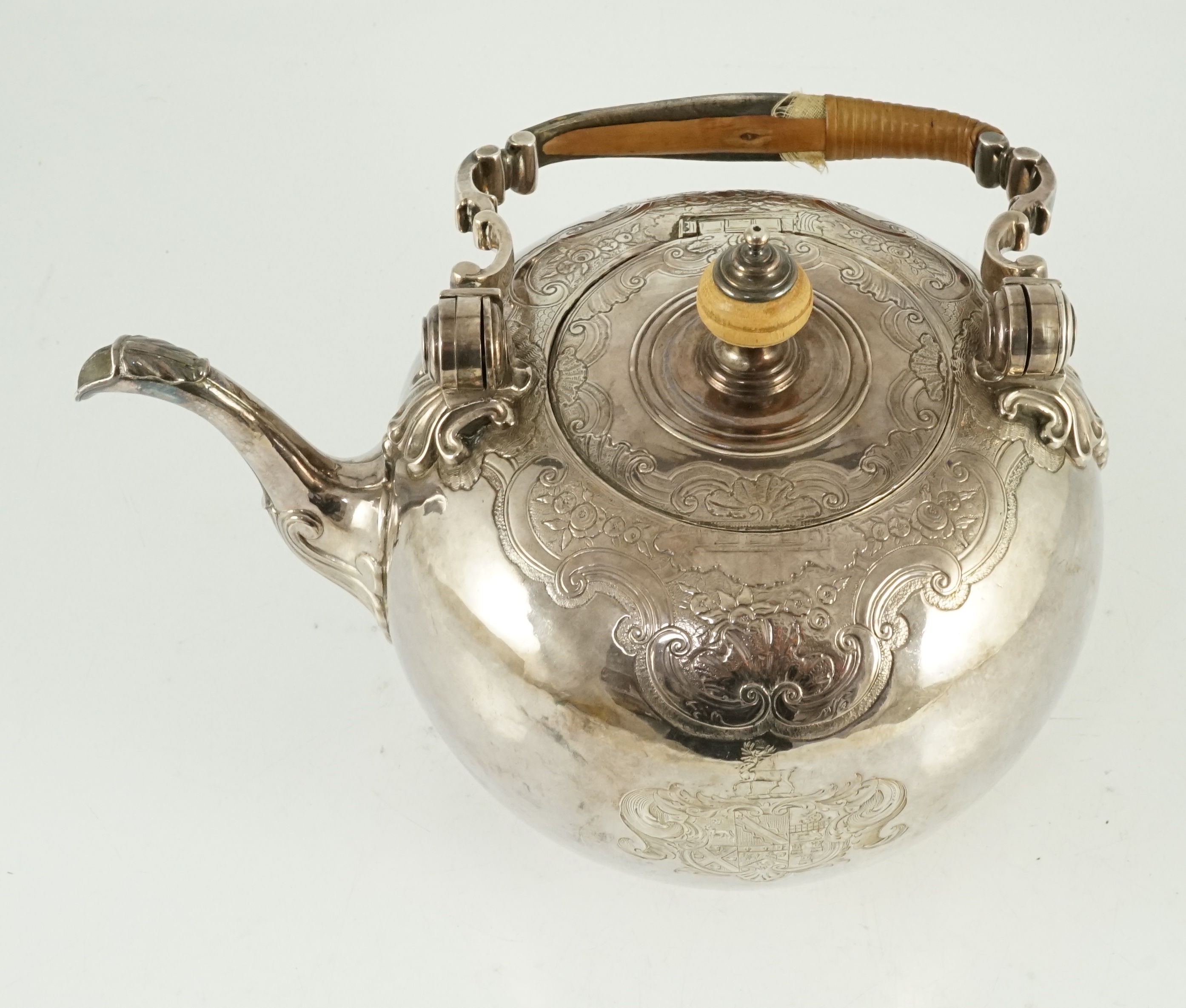 The Battle of Leipzig, 1813. A George I silver kettle with presentation inscription, Benjamin Godfrey, London, 1718